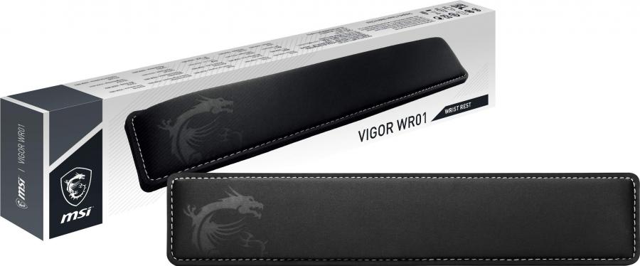 MSI Vigor WR01 OJ0-XXXXXX1-000 Poggiapolsi per tastiera in memory foam, superficie morbida in Lycra, ergonomica ed antibatterica, base antiscivolo, perfetta per le lunghe sessioni di gaming