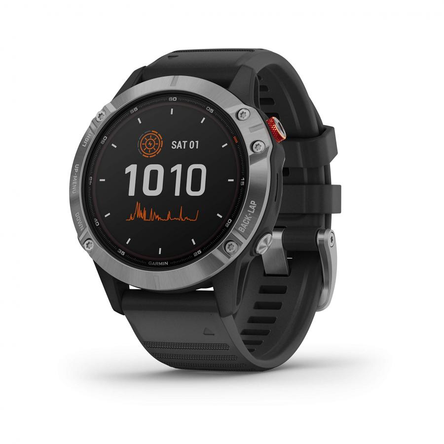 Garmin Fenix 6 Solar - GPS Smartwatch Multisport 47mm, Display 1,3”, HR e saturazione ossigeno al polso, Pagamento contactless Garmin Pay, Schermo Solar Power Glass, Colore Nero/Siver