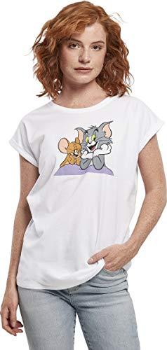MERCHCODE Ladies Tom & Jerry Pose Tee T-Shirt, White, S Womens