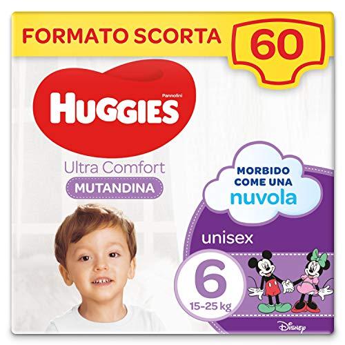 Huggies Ultra Comfort Pannolini Mutandina, Taglia 6 (15-25 Kg), Confezione da 60 Pannolini Mutandina