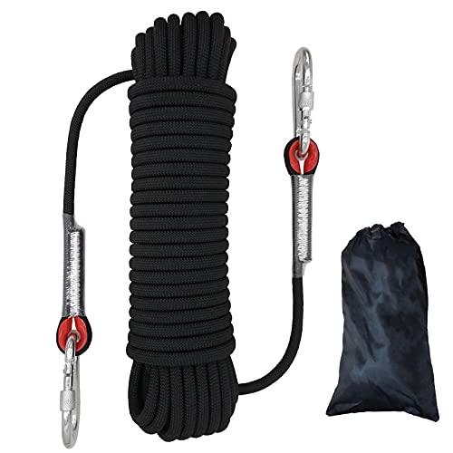 Corda per Arrampicata All'aperto Corda per Arrampicata Statica Diametro 10mm,  Corda di Nylon ad Alta Resistenza Della Treccia Della Corda di Sicurezza,  Escape Rope con 2 Moschettone, Lunghezza 20m