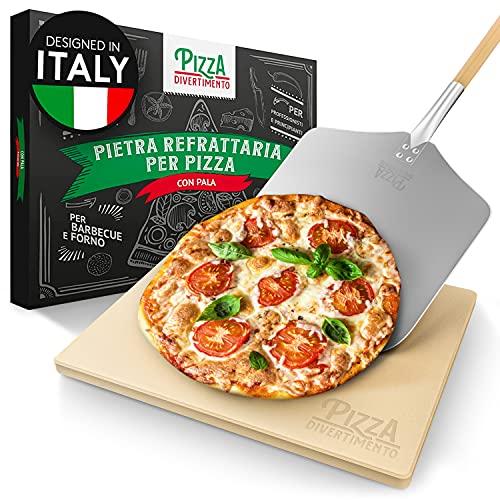 Pizza Divertimento Pietra refrattaria per pizza da forno - Con pala per  pizza - Pietre di cordierite - Base croccante e condimento gustoso