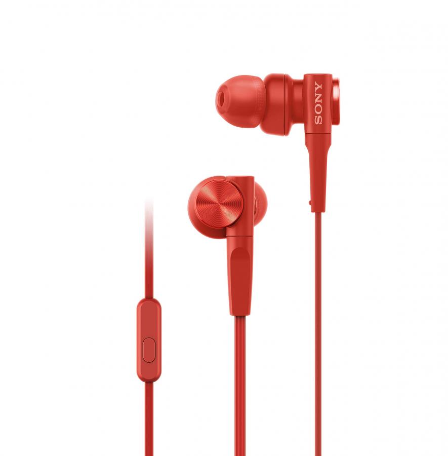 Sony MDR-XB55AP - Auricolari in-ear Extra Basse con microfono per telefonate (Rosso)