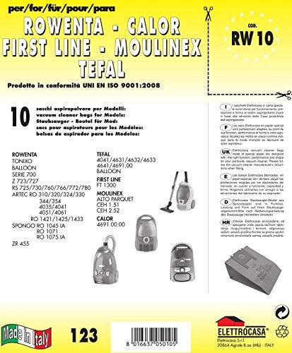 RW 10 sacchetti per aspirapolvere confezione da 10 sacchi carta