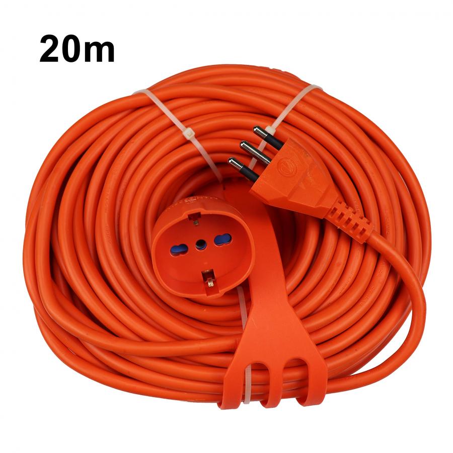 Extrastar Prolunga Da Giardino Con Pratico Supporto Spina Grande 16 A Presa Pluristandard Sezione Cavo 3 x 1,5 mm² Arancio 20 Meter.
