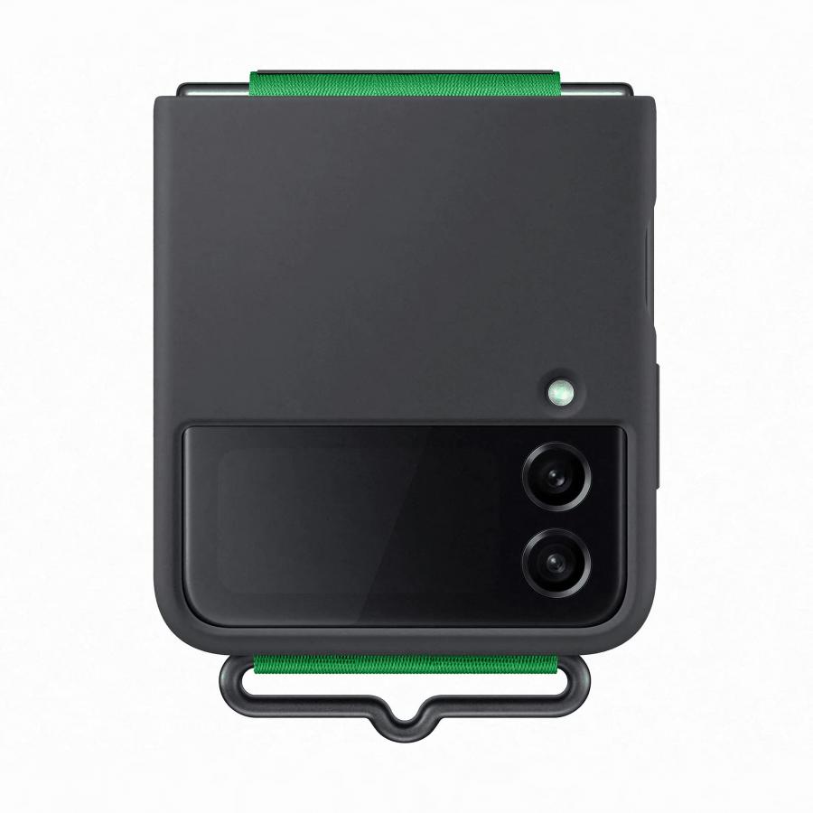 Samsung Silicone Cover with Strap custodia con fascia per Galaxy Z Flip4, Nero