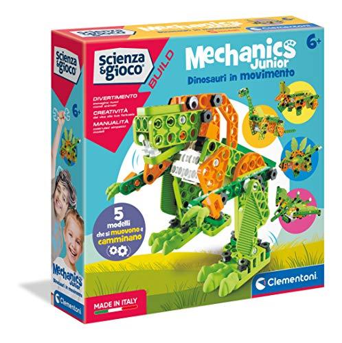 Clementoni- Mechanics Junior-Dinosauri in Movimento-Made in Italy-Set Costruzioni-Meccanica-Gioco scientifico (Versione in Italiano), 6 Anni+, 19180