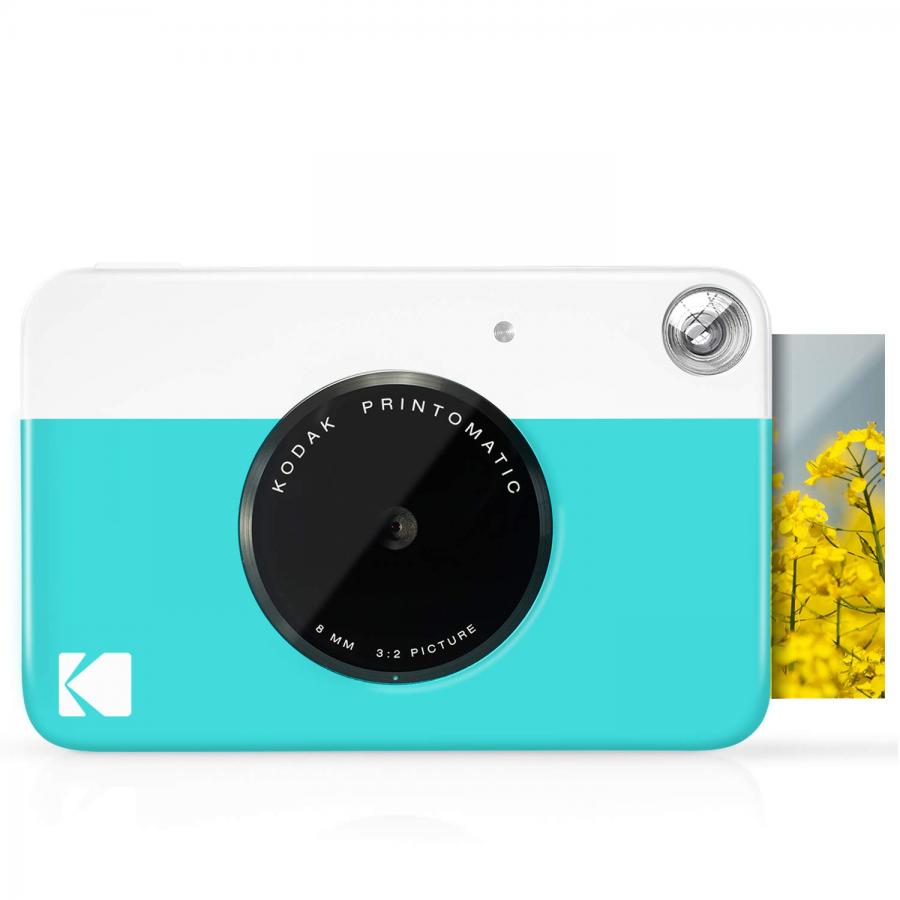 KODAK Printomatic Fotocamera istantanea Blu Foto a colori su carta fotografica Zink Zero Ink 2x3 con retro autoadesivo