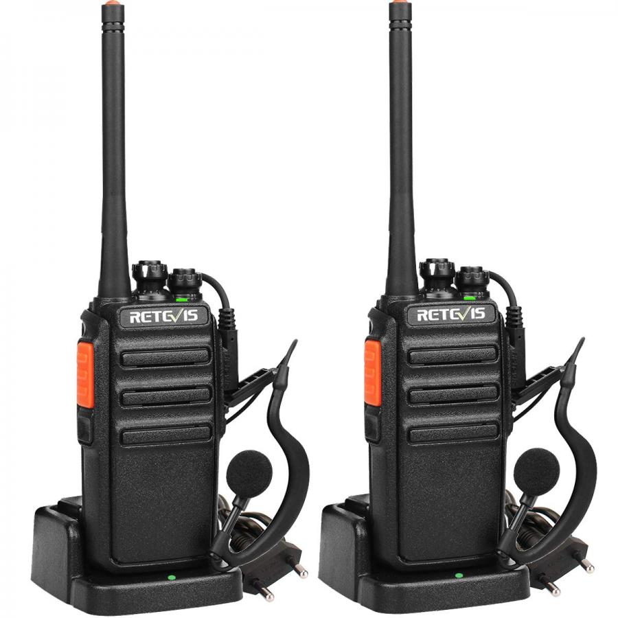Retevis RT24 Walkie Talkie PMR446 Licenza-Libero, Ricetrasmittenti Professionali con Auricolare, 16 Canali VOX CTCSS/DCS, Walkie Talkie Ricaricabili (2 Pezzi, Nero)