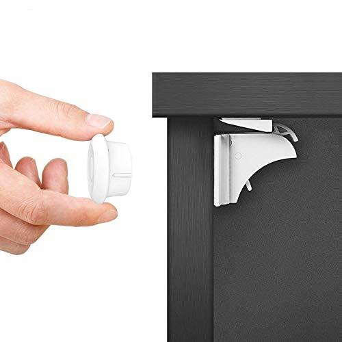 Dokon Chiusure Sicurezza Bambini (10 Serrature + 2 Chiavi) Bambino Serrature Magnetiche di Sicurezza per Armadietto, Cassetto, Armadio, Non Necessitano Attrezzi, Con forte Adesivo