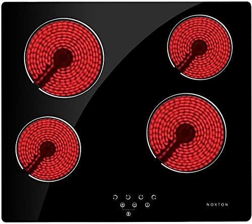 NOXTON 4 fuochi piano cottura vetroceramica elettrico 60 cm con sensore Touch Control [Classe di efficienza energetica A+]