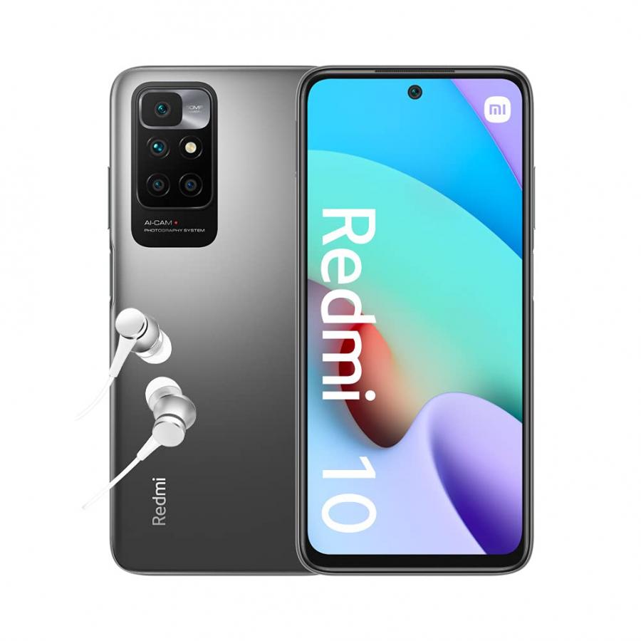 Xiaomi Redmi 10 - Smartphone 4+128GB, Display 6,5” FHD+ 90Hz, MediaTek Helio G88, quad camera AI 50MP, 5000mAh, Carbon Grey (Versione ITA + 2 anni garanzia)