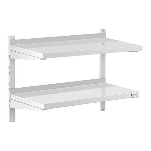Royal Catering Mensola in Acciaio Inox 2 Ripiani RCWR-800.4 (40 x 80 cm, 40 kg, Acciaio Inox)