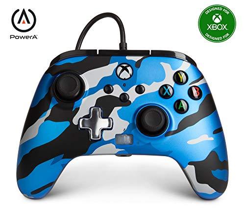 PowerA Controller giochi cablato avanzato per Xbox, gamepad, Xbox Series X|S, Blu metallizzato camo