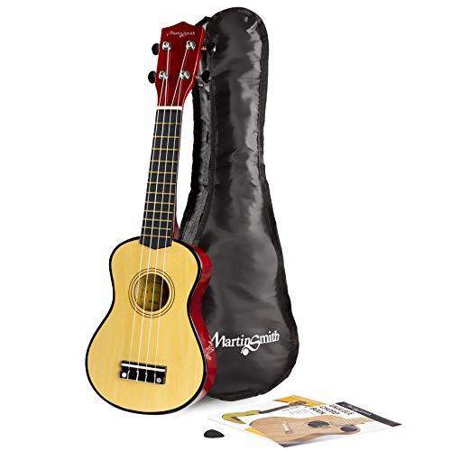 Martin Smith UK-212-A Soprano Ukulele, Con borsa per ukulele e libro degli accordi, Colore Naturale