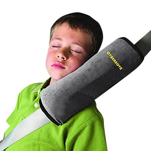 CYBERNOVA arresto per cintura auto, ideale come cuscino supporto per la testa,sicurezza in auto per bambini cuscino spalla cuscino cintura(grigio)