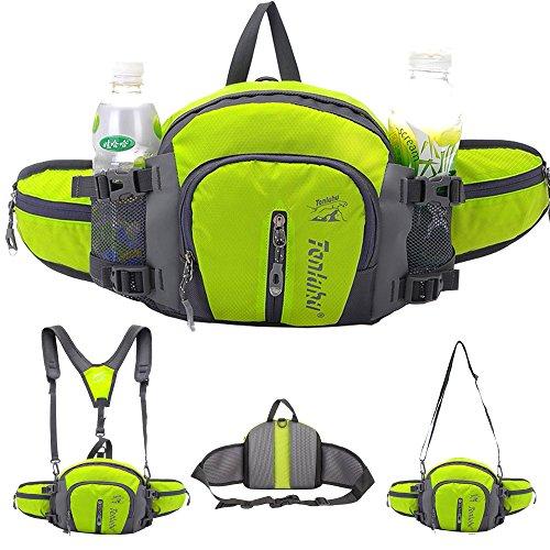 Marsupio Con 5 Tasche Marsupio Bum Bag Cintura Regolabile Singola Spalla Per Escursionismo Casuale Bicicletta Corsa Campeggio (Nero - Foto 5