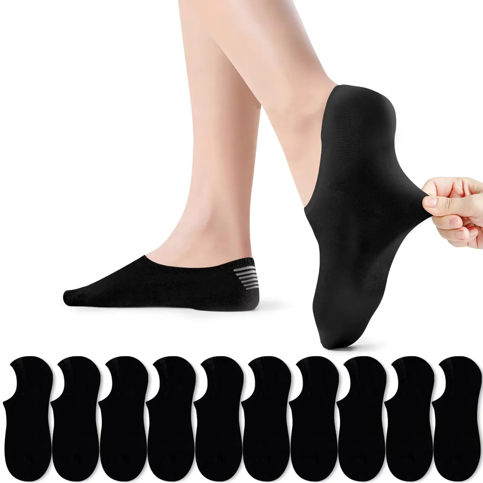 PAUNEW Calzini Corti Fantasmini Uomo Donna 10 Paia Sneaker Invisibili Calze Cotone Traspirante Sportive con Taglio Basso Antiscivolo