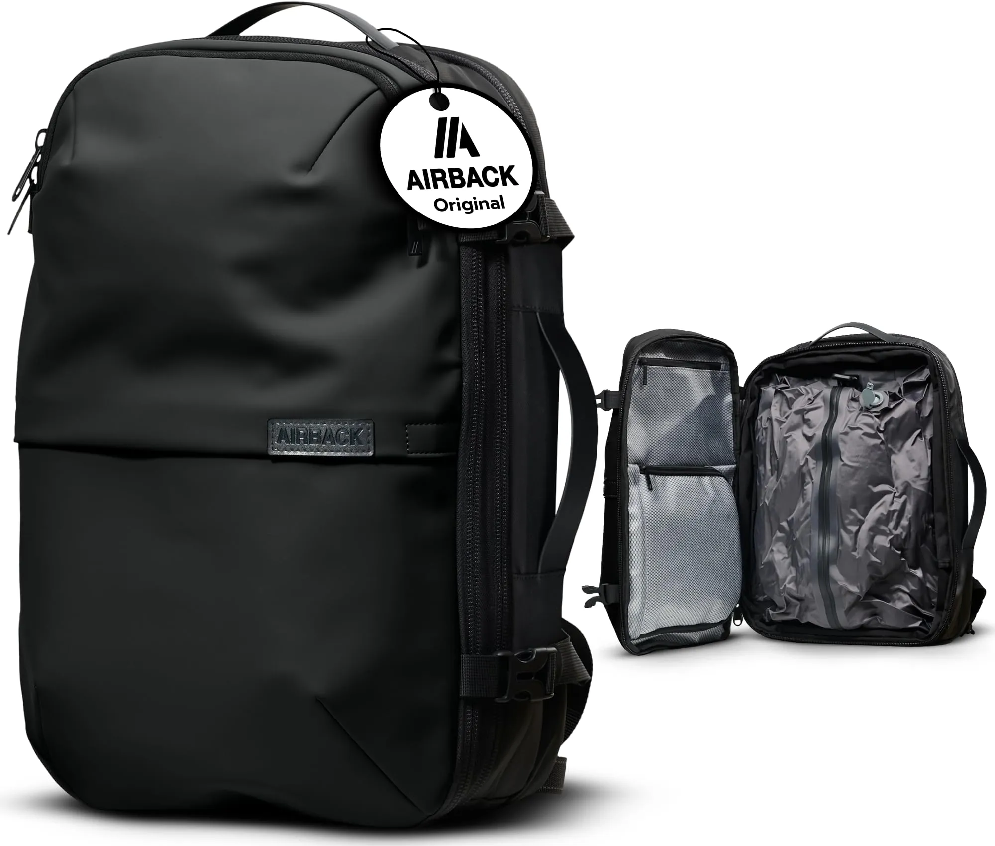 Airback Borsa da cabina, sistema di vuoto integrato, bagaglio a mano - Per viaggi nel fine settimana - Resistente all'acqua e porta di ricarica USB Urban Matt Black