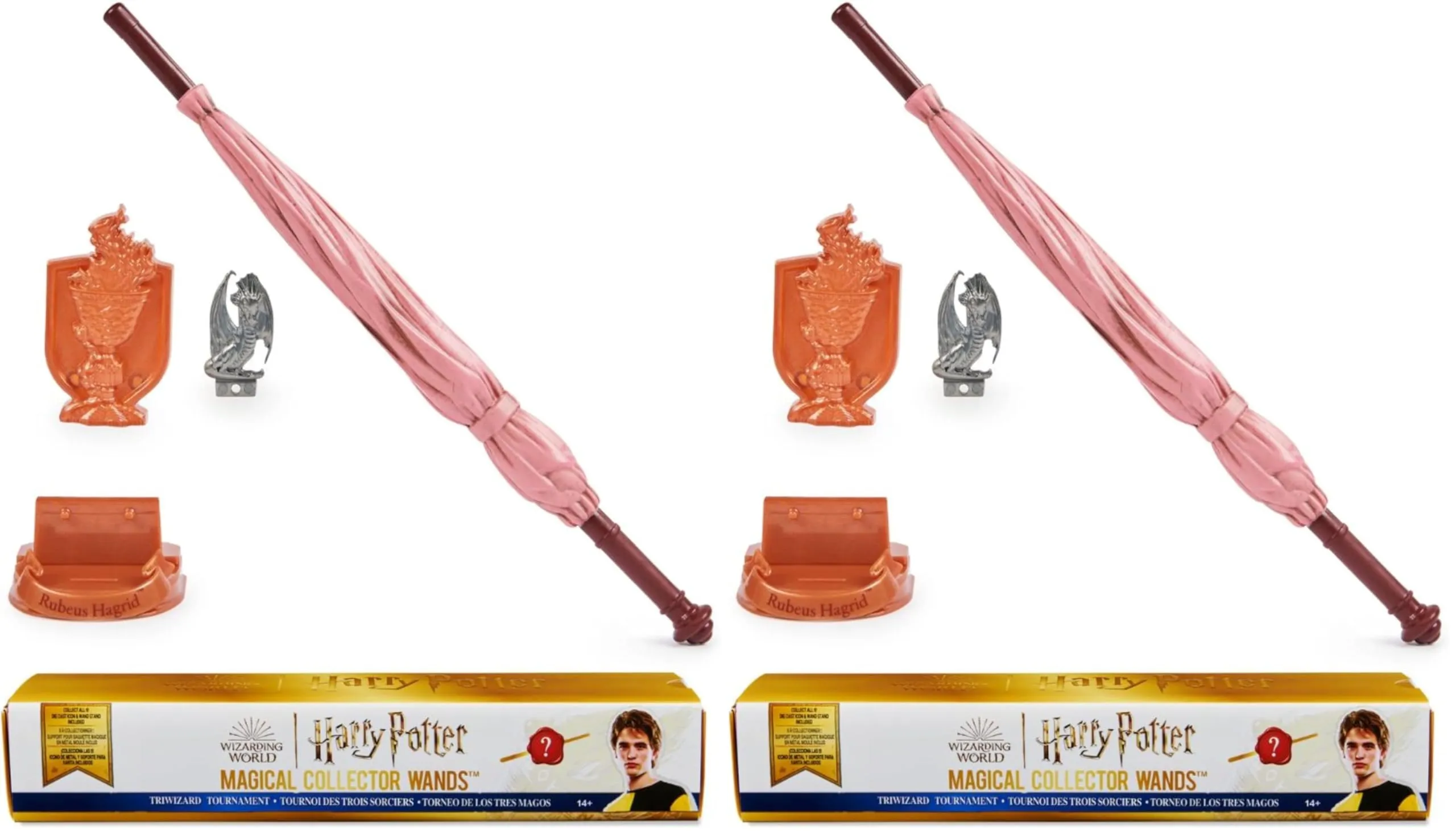 Wizarding World Harry Potter, Bacchetta da Collezione a Sorpresa, dal Film Harry Potter e Il Calice di Fuoco, con Base e Icona in Metallo, 14+ Anni (Confezione da 2)