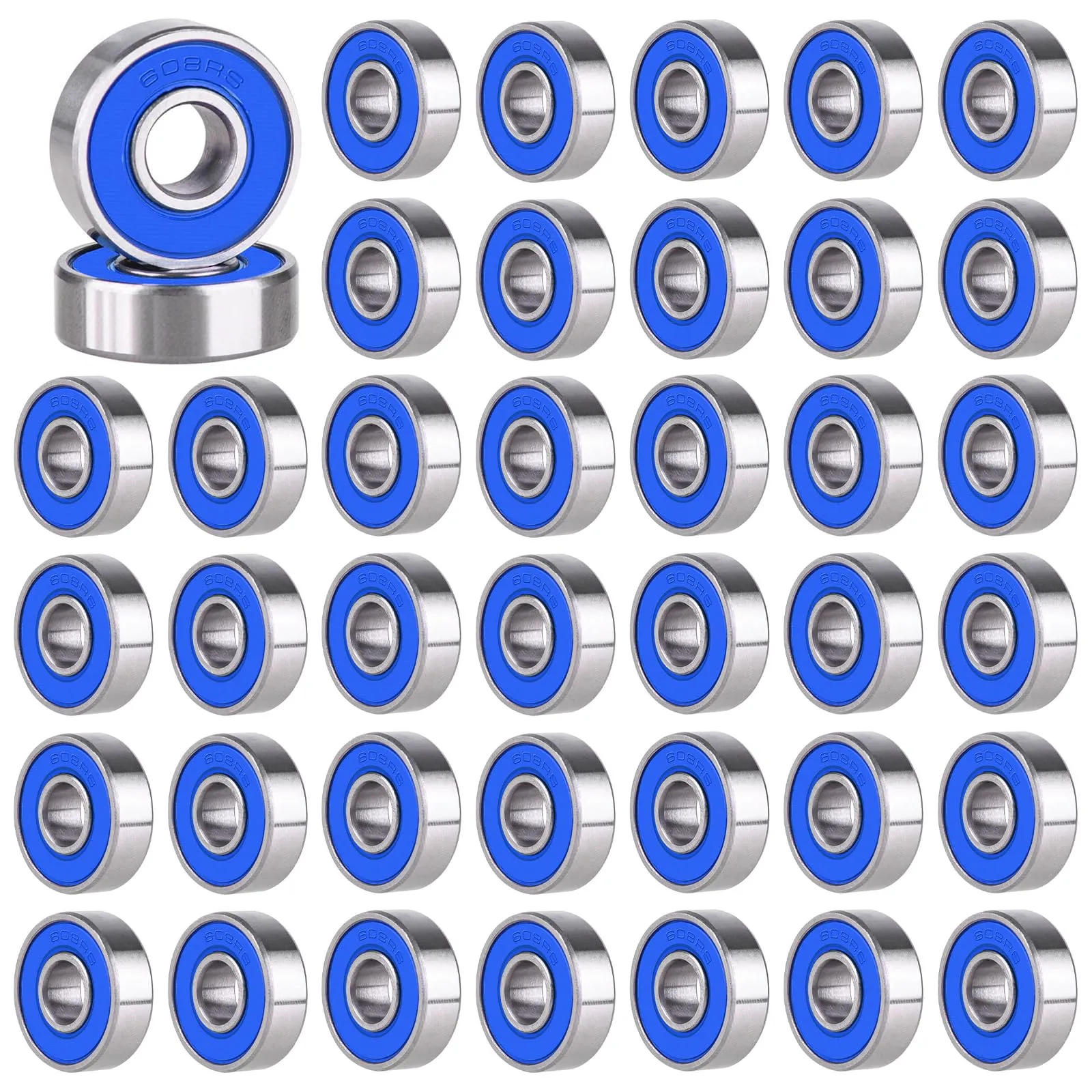 40 pezzi 608ZZ Cuscinetti per Ruote da Skateboard in Metallo Skateboard, Pattini in Linea e Pattini a Rotelle, Ruote per Monopattini Longboard, Fidget Spinner (608ZZ, Argent, 40 Pièces)