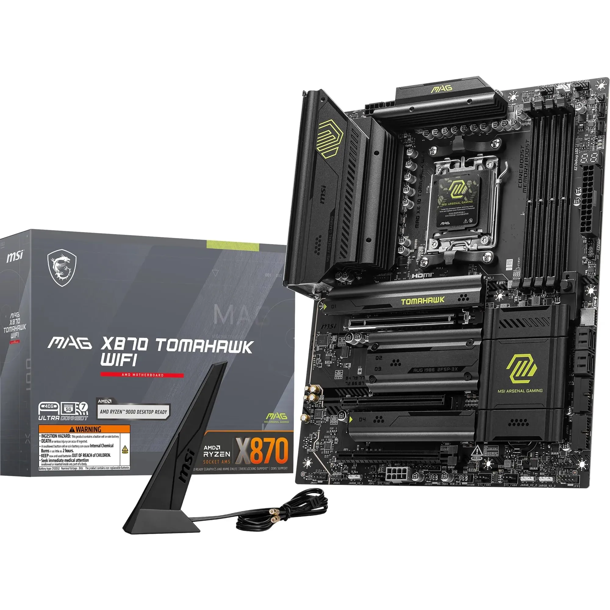 MSI MAG X870 TOMAHAWK WIFI Scheda madre, ATX - Supporta processori AMD Ryzen 9000/8000/7000, AM5-80A SPS VRM, DDR5 Memory Boost 8400+MT/s (OC), PCIe 5.0 x16 e 4.0 x16, M.2 Gen. 5, Wi-Fi 7, LAN 5G