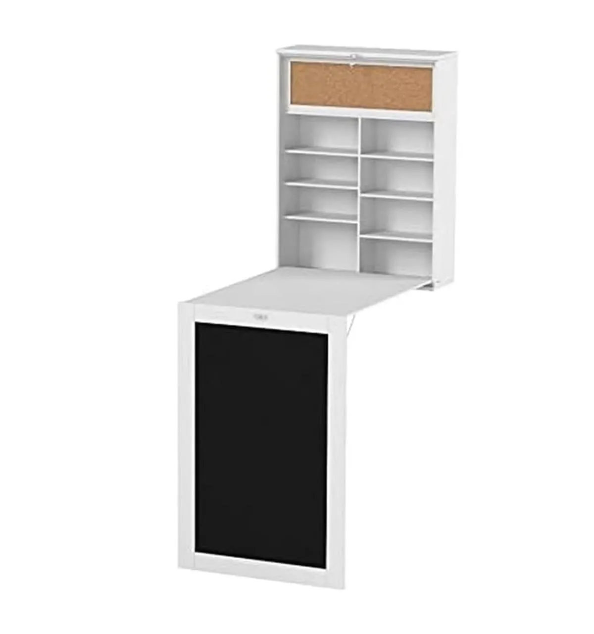 InnovaGoods - Scrivania Pieghevole da Parete Woldy, Design Moderno, Multifunzione con Lavagna e Pannello Sughero, Facile da Montare, Bianco, 80x50x18 cm, Legno