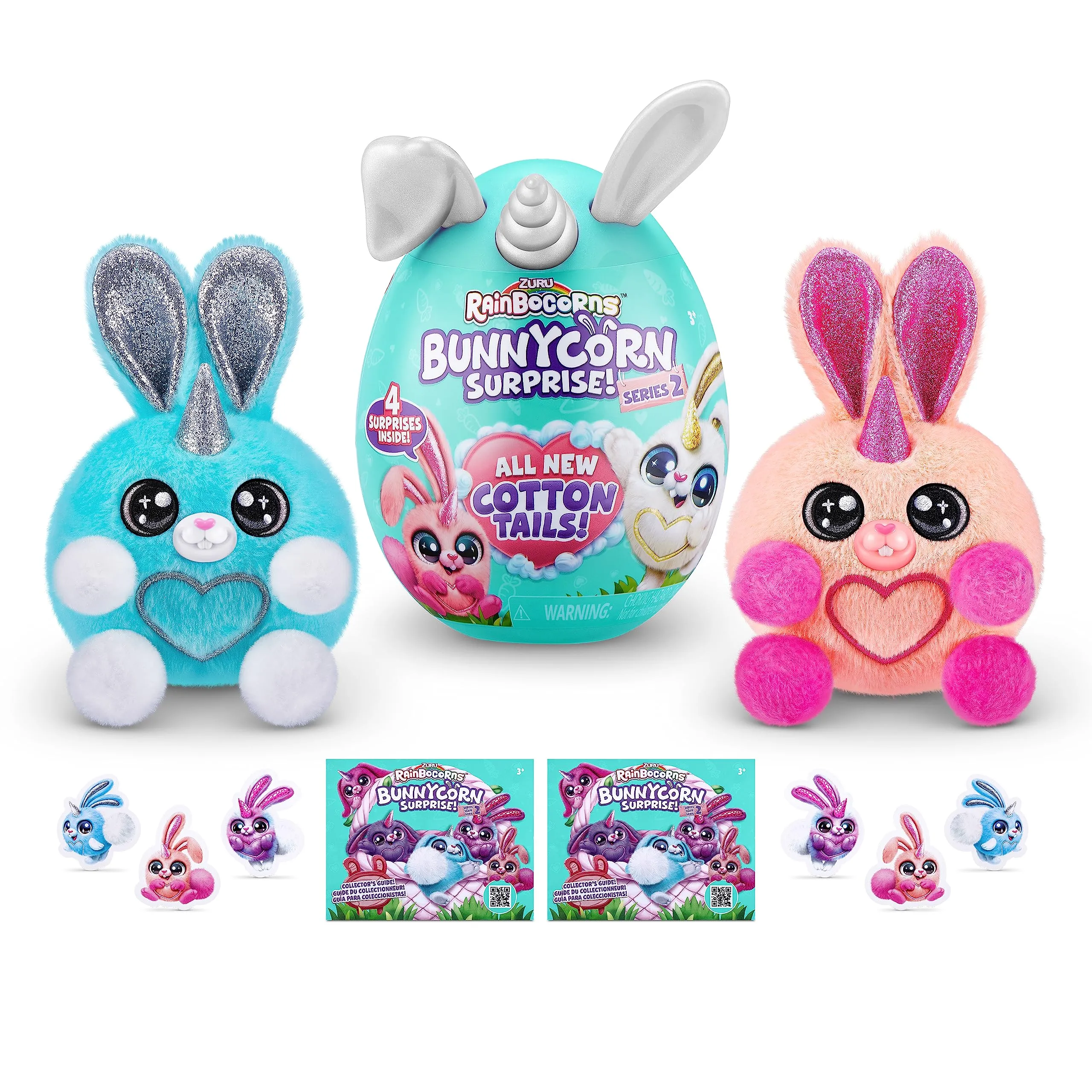 Rainbocorns Bunnycorn Surprise Series 2, 2 Pack, 4 Surprises Inside, Collectible Plush Pets, (2 Pack)