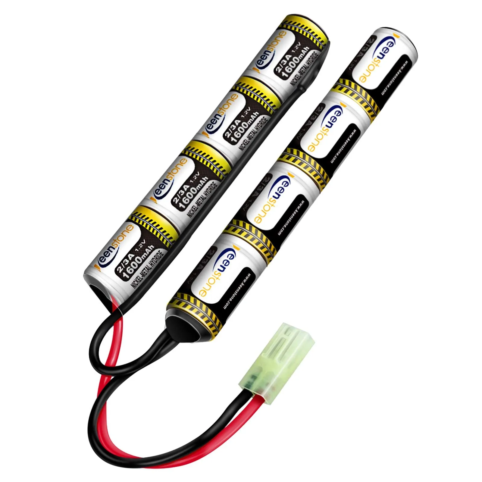 Airsoft Batteria Mini NiMH 9.6V 1600mAh con Mini Connettore, Keenstone Batteria Softair per Facile Carabina ad Aria Compressa Airsoft ICS CA TM SRC JG G36 G&M733