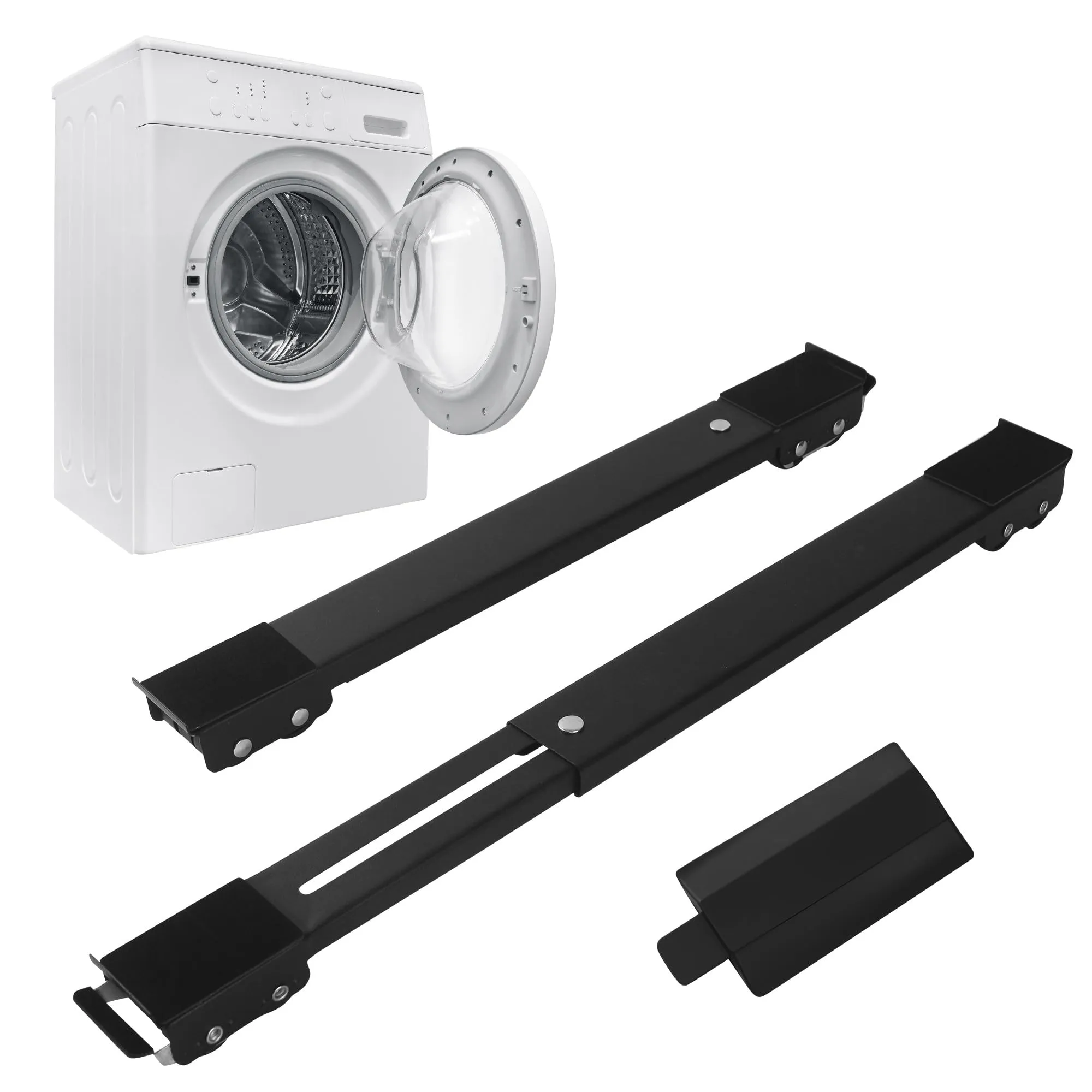 2 PCS Carrello Lavatrice,regolabile Sposta Mobili Con Ruote,Robusto e duraturo,Con gomma antiscivolo Ruote Lavatrice,Adatto per lavatrici,frigoriferi,divani e armadi.Può sopportare 300 kg (Noir)