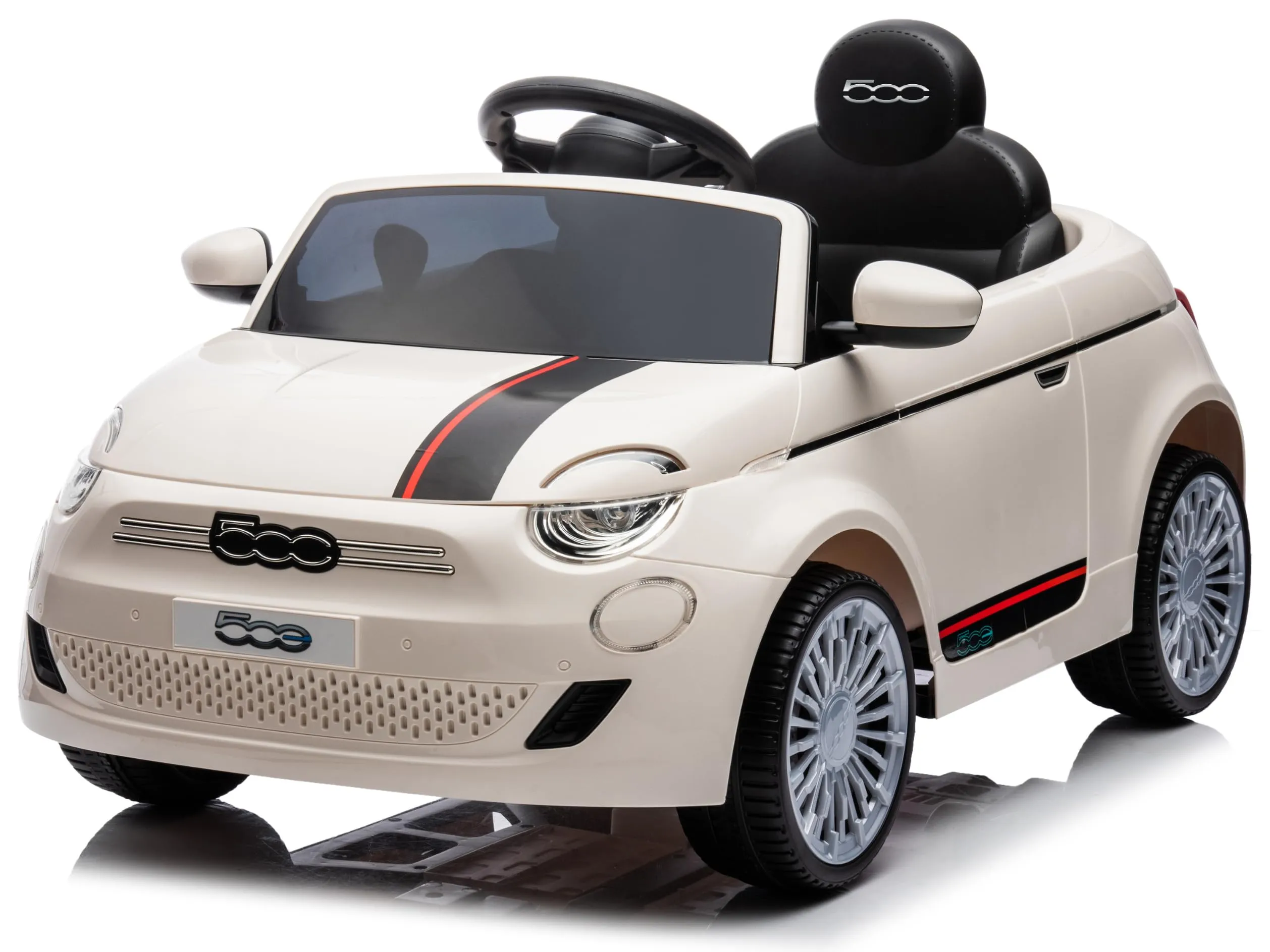 Macchina Elettrica per Bambini 12V Nuova Fiat 500e Auto Elettrica con Sedile in Pelle Telecomando Full Optional (Bianco)