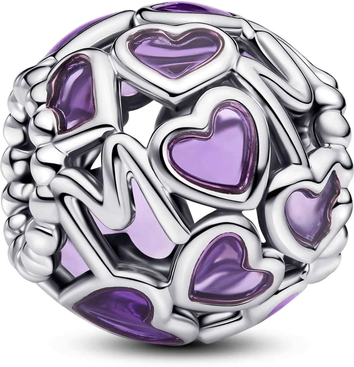 PANDORA Moments 793772C01 - Charm a forma di cuore aperto, in argento Sterling, 11,4x11,4x10,8 mm, Argento sterling, Nessuna pietra preziosa