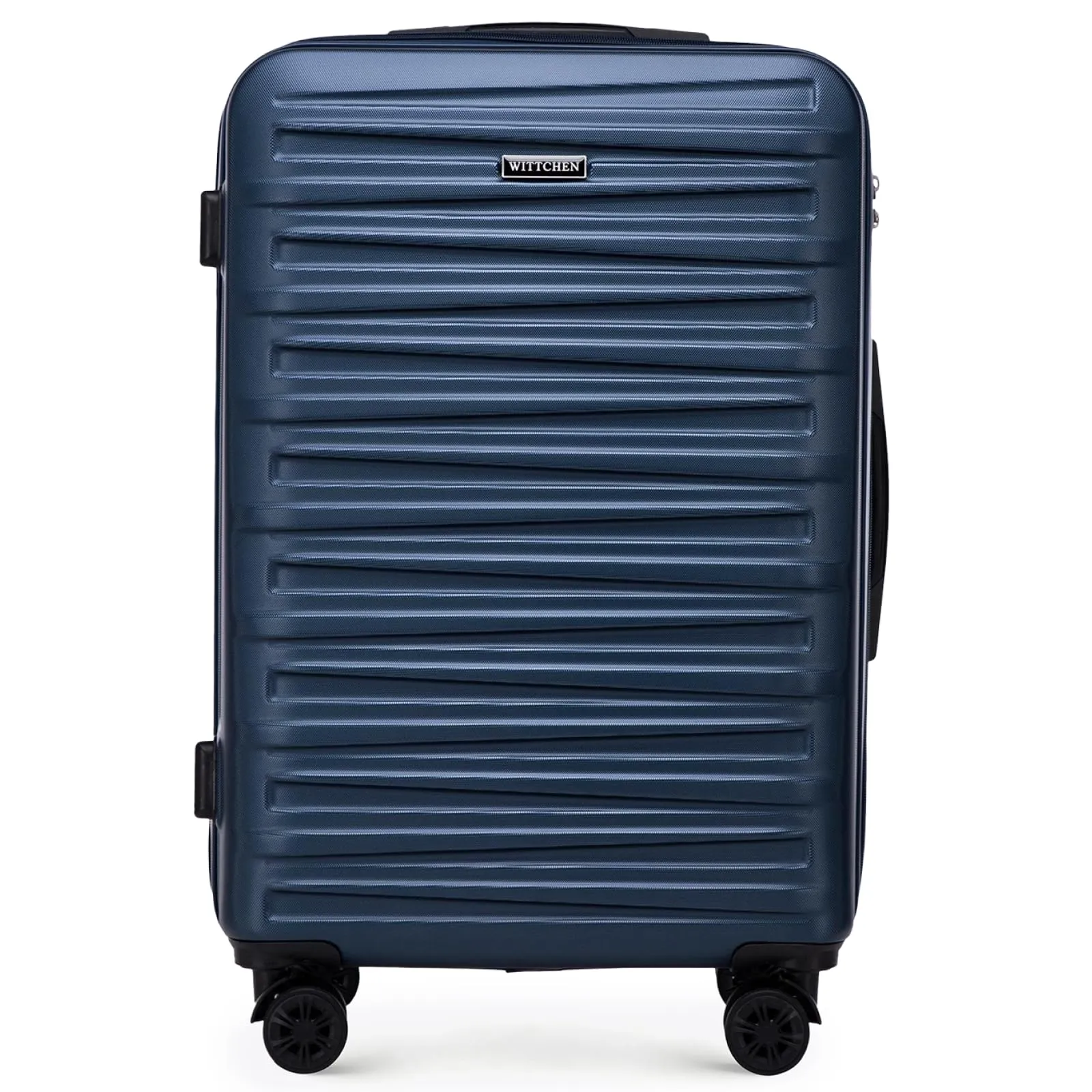 WITTCHEN Skyspeed Line Valigia Media Valigia rigida ABS Rolling Case Trolley Valigia Media Valigia da viaggio Blocco a combinazione Manico telescopico 4 Ruote Blu Navy