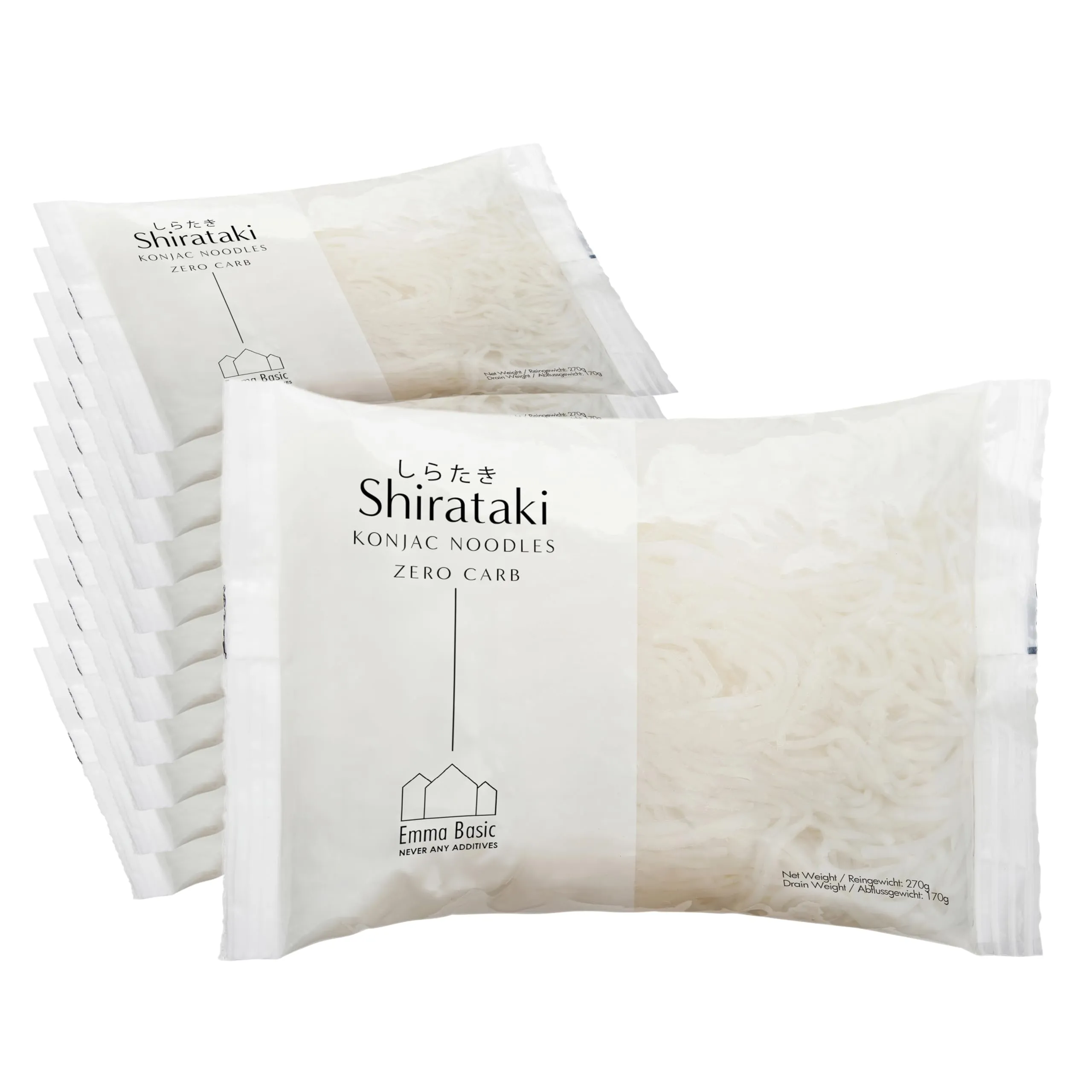 Emma Basic - Shirataki Konjac Noodles 270 g (confezione da 12) - Vegan - Senza glutine