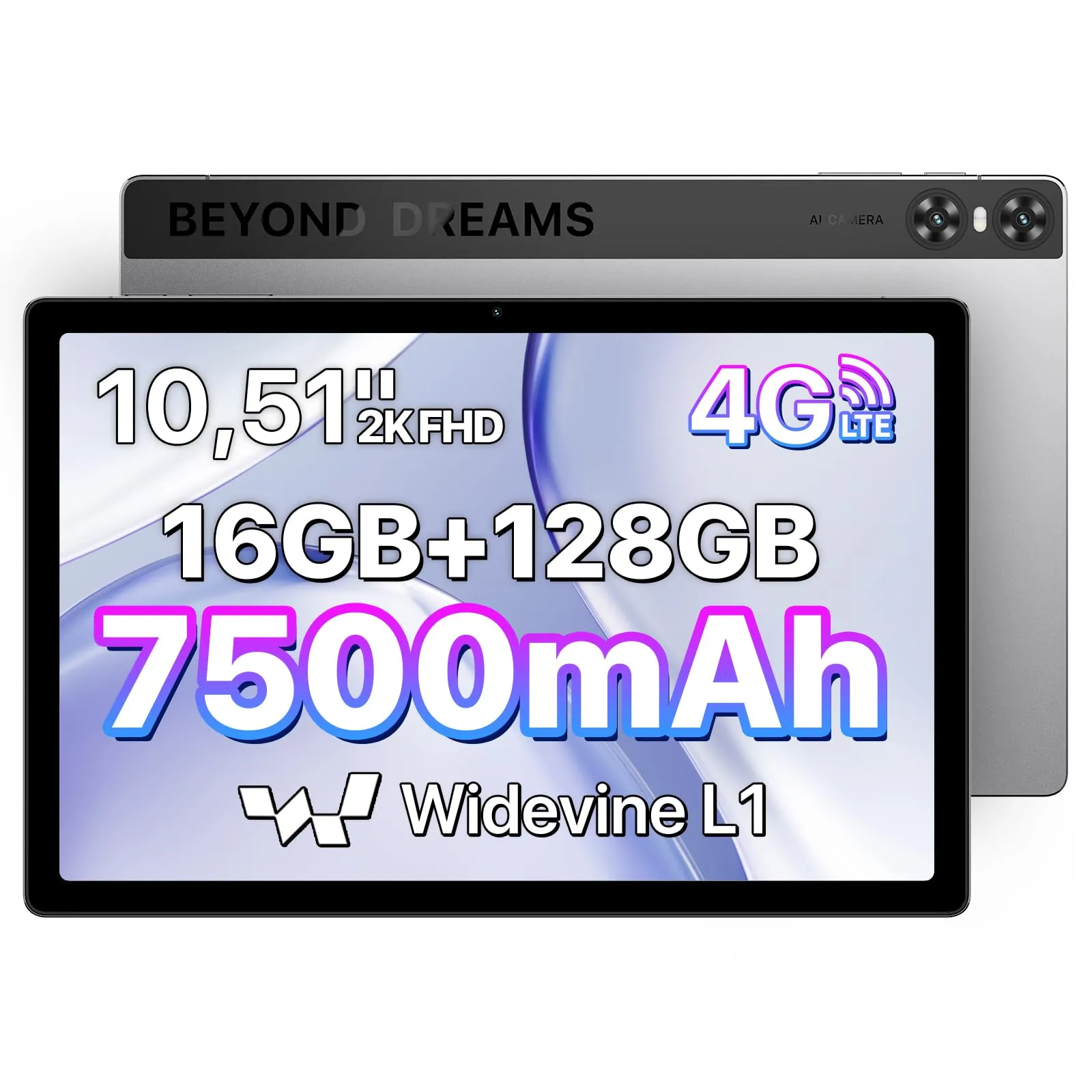UMIDIGI A13 Tab Tablet 10.51 pollici, 16GB+128GB, 2K IPS Tablet Android con SIM Slot, 13MP+8MP Fotocamera, 6000mAh 18W, Processore Octa-Core, 4G LTE SIM & GPS, WiFi&Bluetooth
