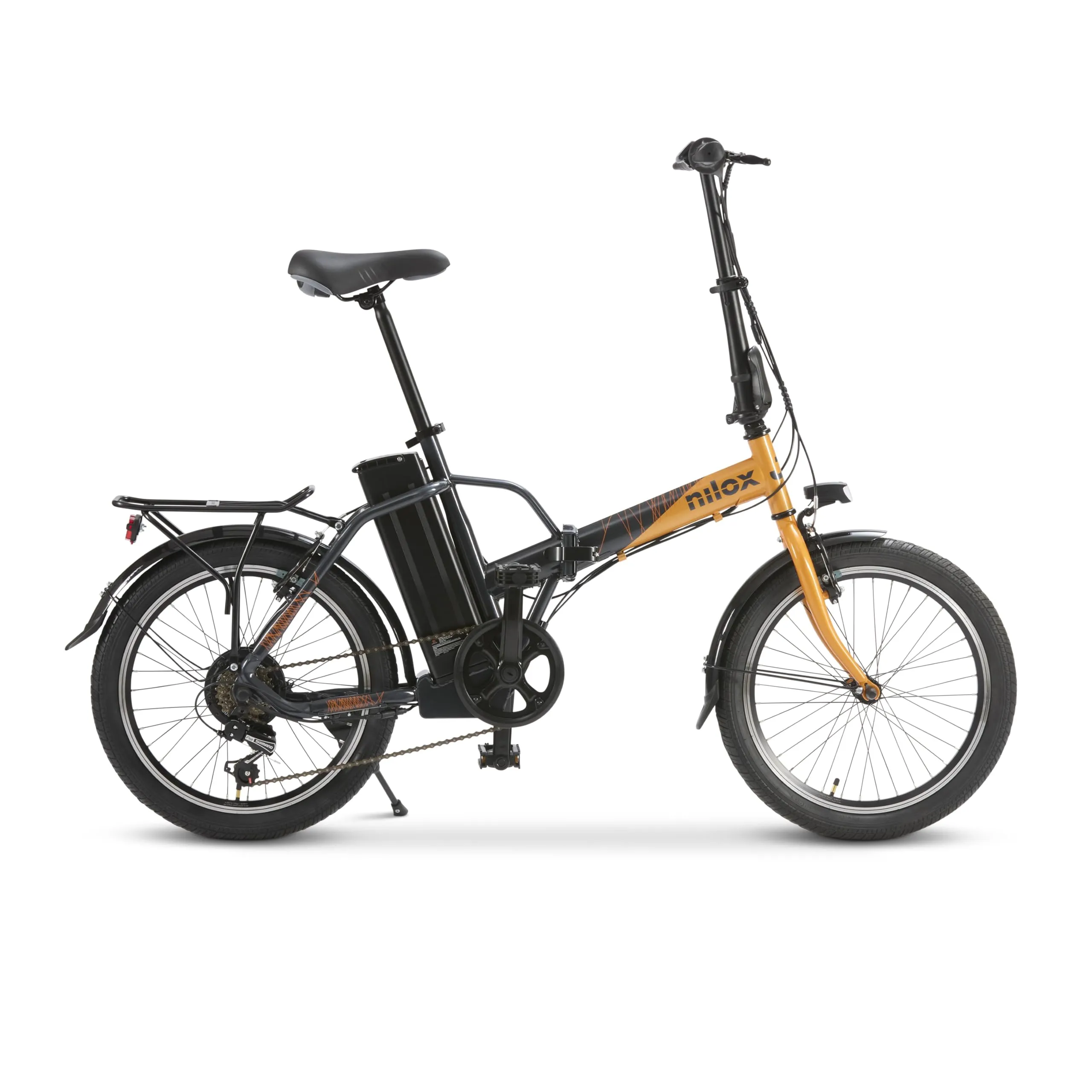 Nilox, Ebike J1 PRO, Bici Elettrica Pieghevole, Fino a 40 km di Autonomia, Fino a 25 Km/h, Motore da 36 V/250 W e Batteria 36 V-8 Ah, Gomme 20" x 2,1", Cambio a 6 Velocità