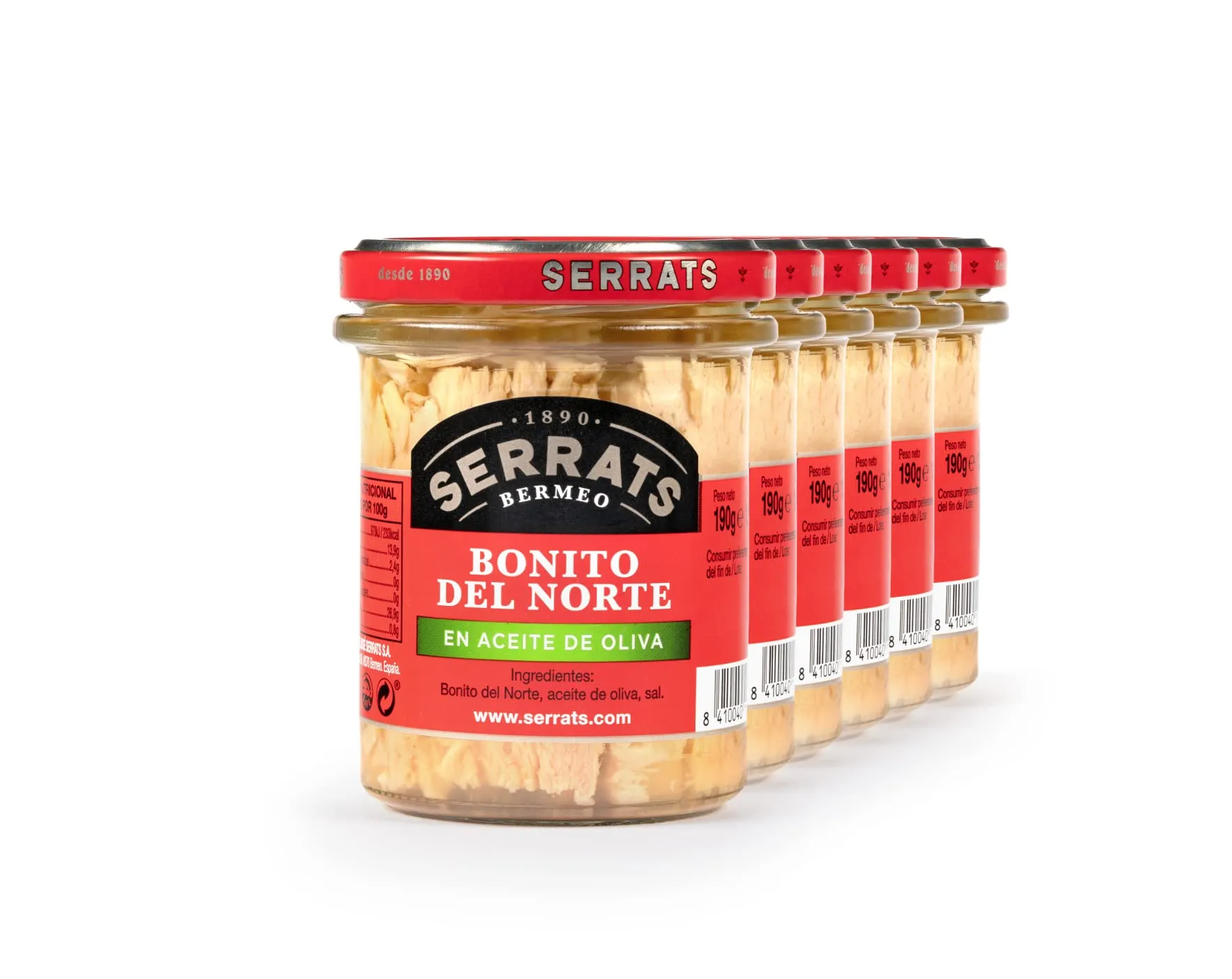 6 unità - SERRATS - Tonno Bianco all'olio d'oliva 190g