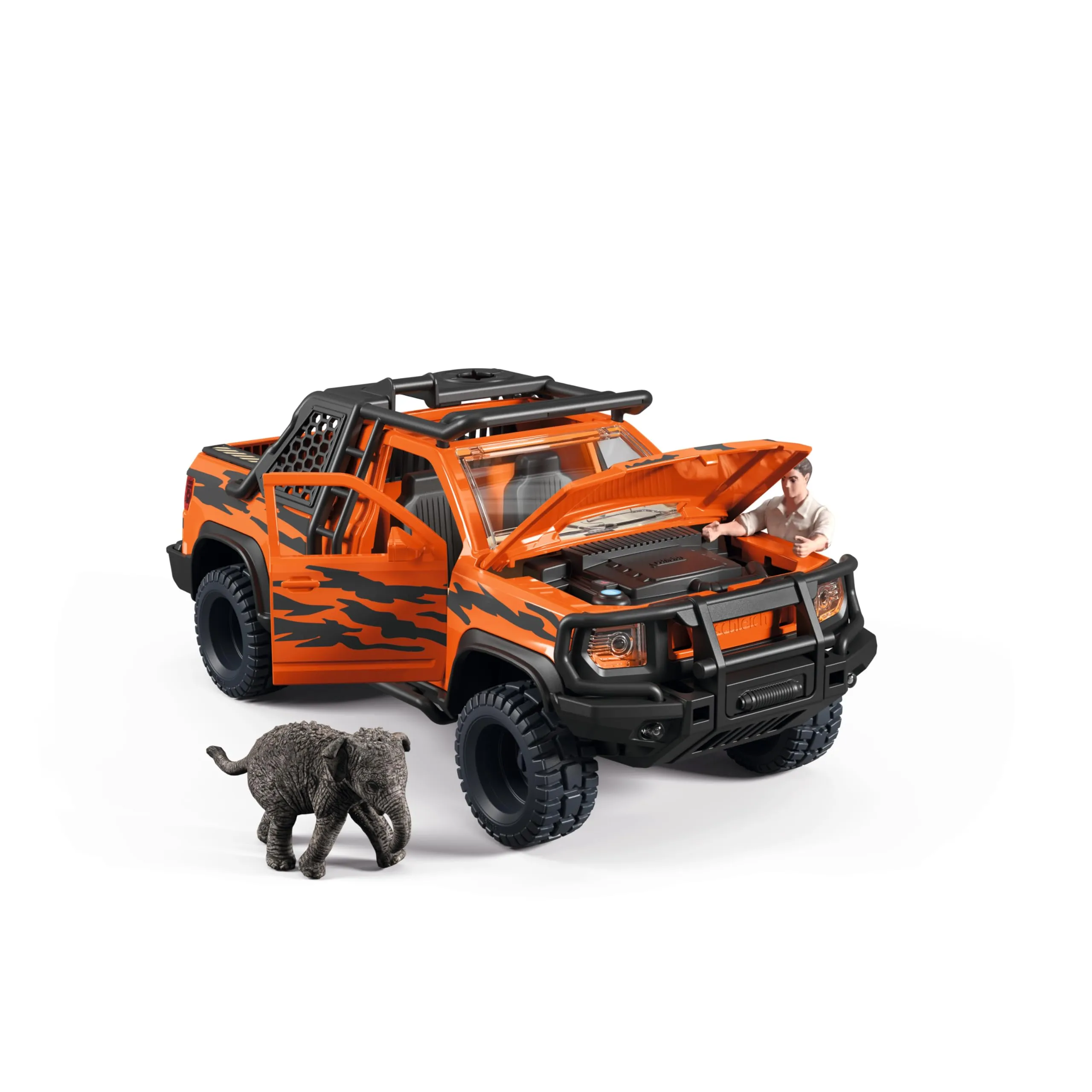 schleich Wild Life | Veicolo d’Avventura nella Giungla 42720 | Set con Fuoristrada, Ranger, Elefante e Accessori | Figure di Animali e Gioco educativo per Bambini dai 3 Anni | Set da 37 Pezzi