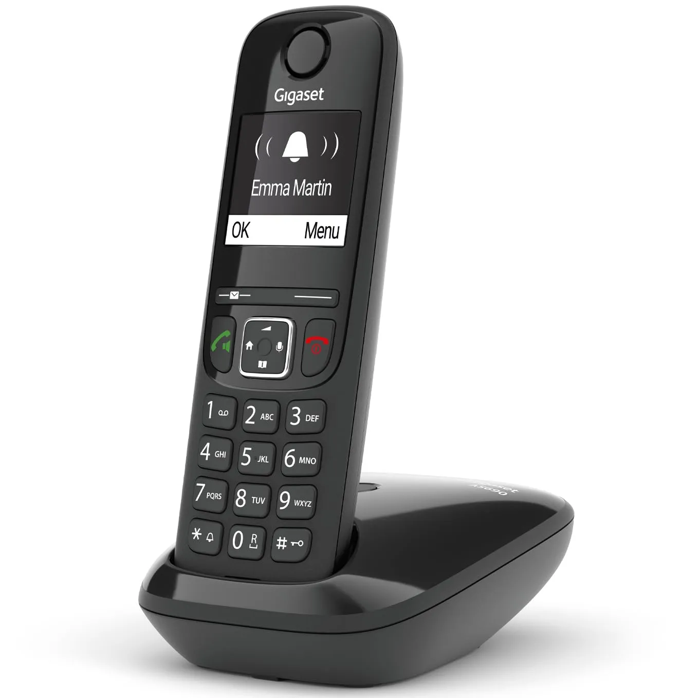 Gigaset AS690 Telefono Portatile Cordless con Vivavoce Alta Qualità, Tastiera Illuminata ed Ampio Display, Black List, Lista Chiamate Fatte, Ricevute e Perse, Nero [Versione Italiana]