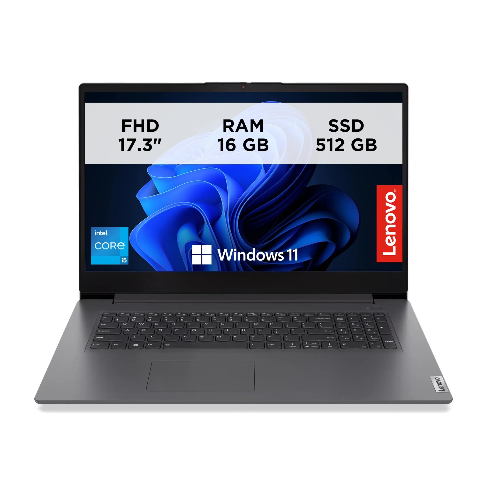 Lenovo - Notebook 17.3 Pollici V17 Gen 4 i, PC Portatile Professionale Windows 11 Pro, Intel Core i5-13420H, Ram 16GB DDR4, 512GB SSD NVMe - Laptop Grafica Intel UHD, Computer Audio Dolby, Schermo FHD