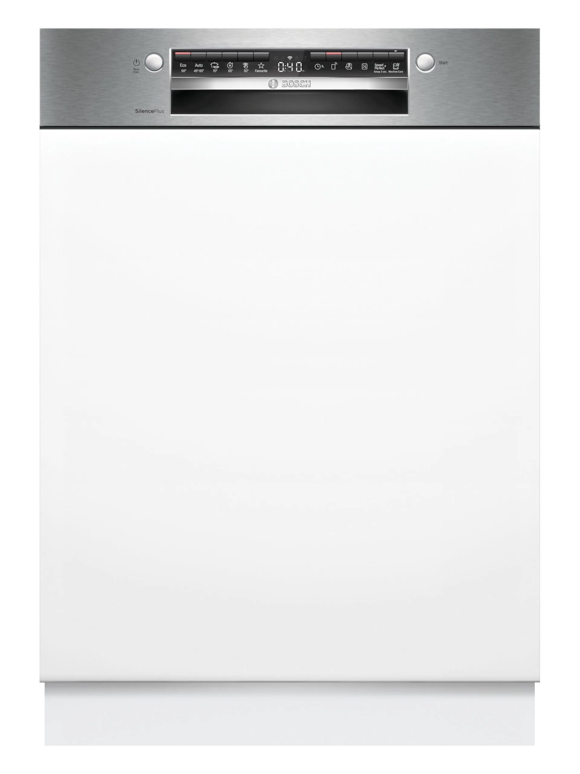 Bosch SMI4EVS08E Serie 4, Lavastoviglie da incasso con frontalino, Home Connect, EfficientDry: apertura automatica della porta, Diagnostica da remoto, Assistente al lavaggio, Acciaio, 60 cm