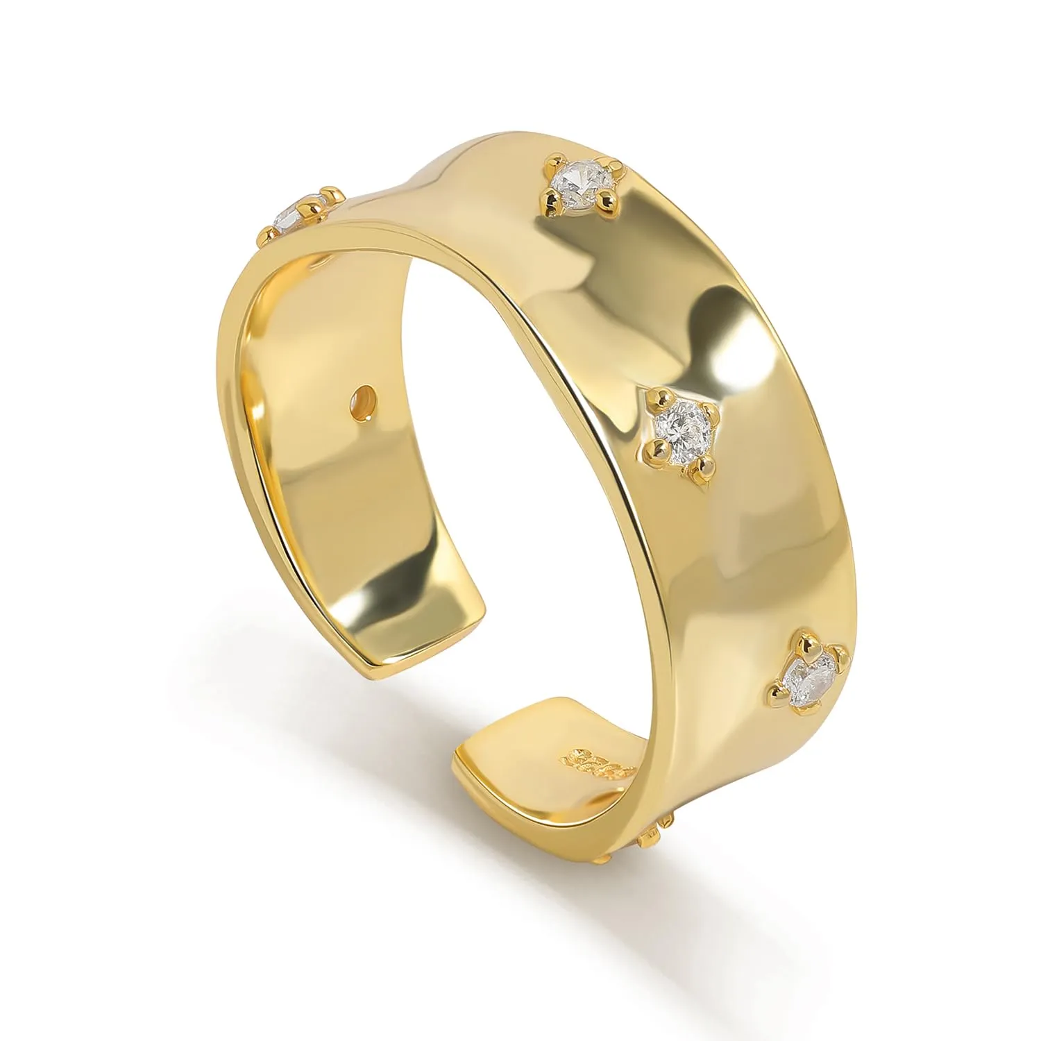 Meissa Anello Argento 925 Donna Anello Regolabile Donna Anelli Oro Zircone cubico Impilabile Anelli fascia moda Gioielli d'autunno Regalo Donna Compleanno con Confezione, Oro