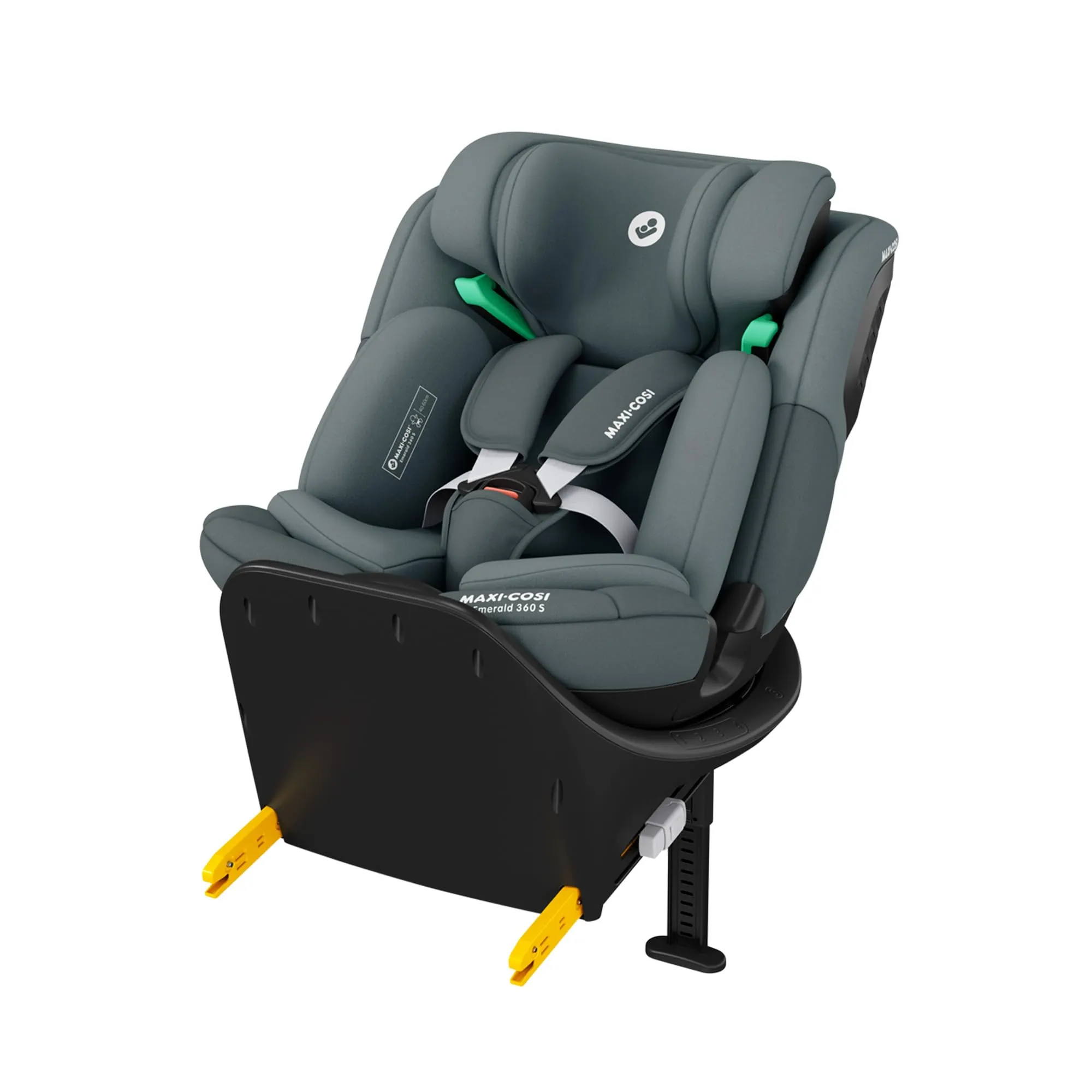 Maxi-Cosi Emerald 360 S i-Size, Seggiolino auto girevole 360, 0-12 anni (40-150 cm), Seggiolino auto neonato, 4 posizioni reclinate, Protezione dagli impatti laterali G-CELL, Tonal Graphite