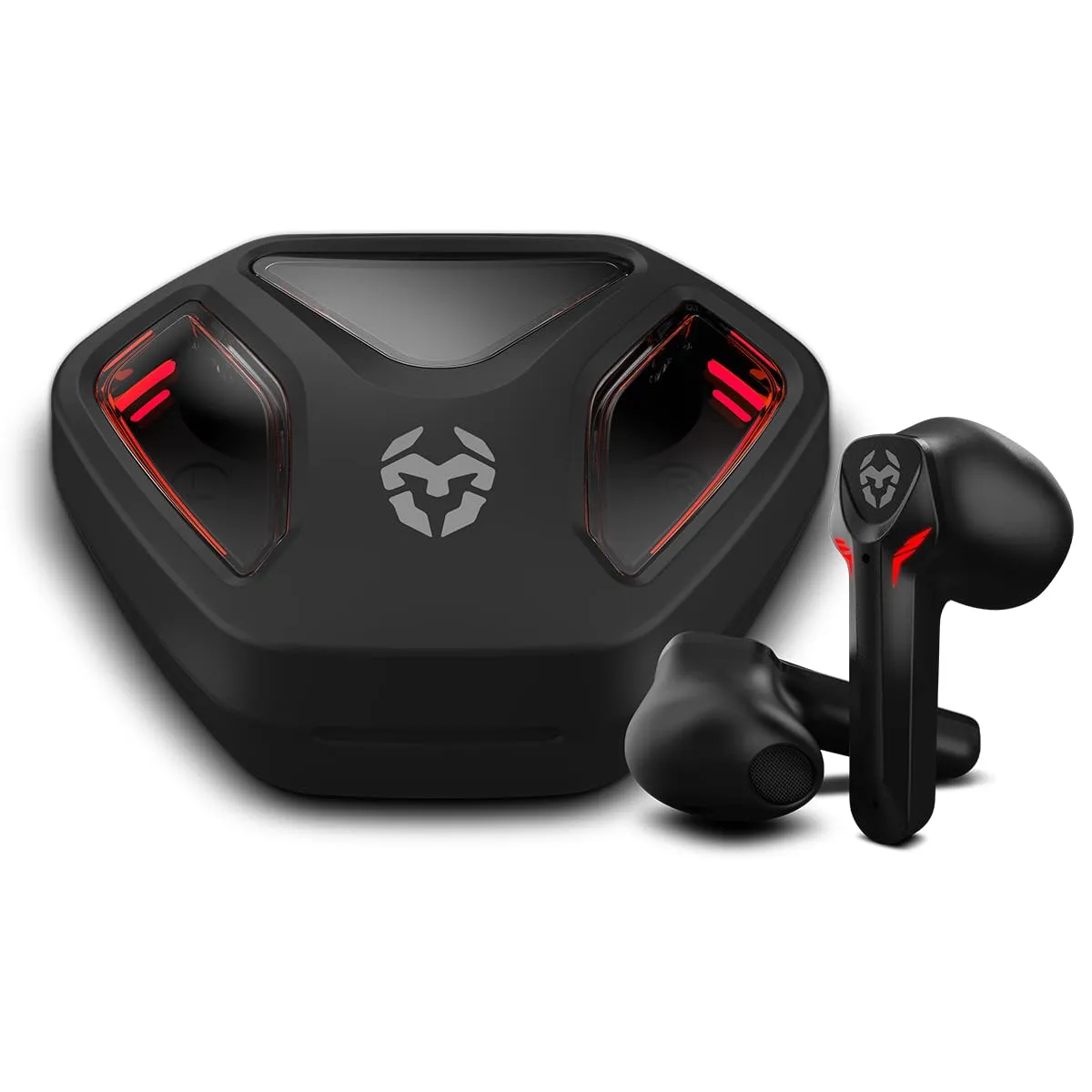 KROM KALL - Cuffie gaming stereo in-ear, Microfono integrato, Bluetooth 5.3 Latenza Zero, Push to Talk, 12 ore di autonomia, Custodia di ricarica, Cavo USB Type-C incluso, Nero
