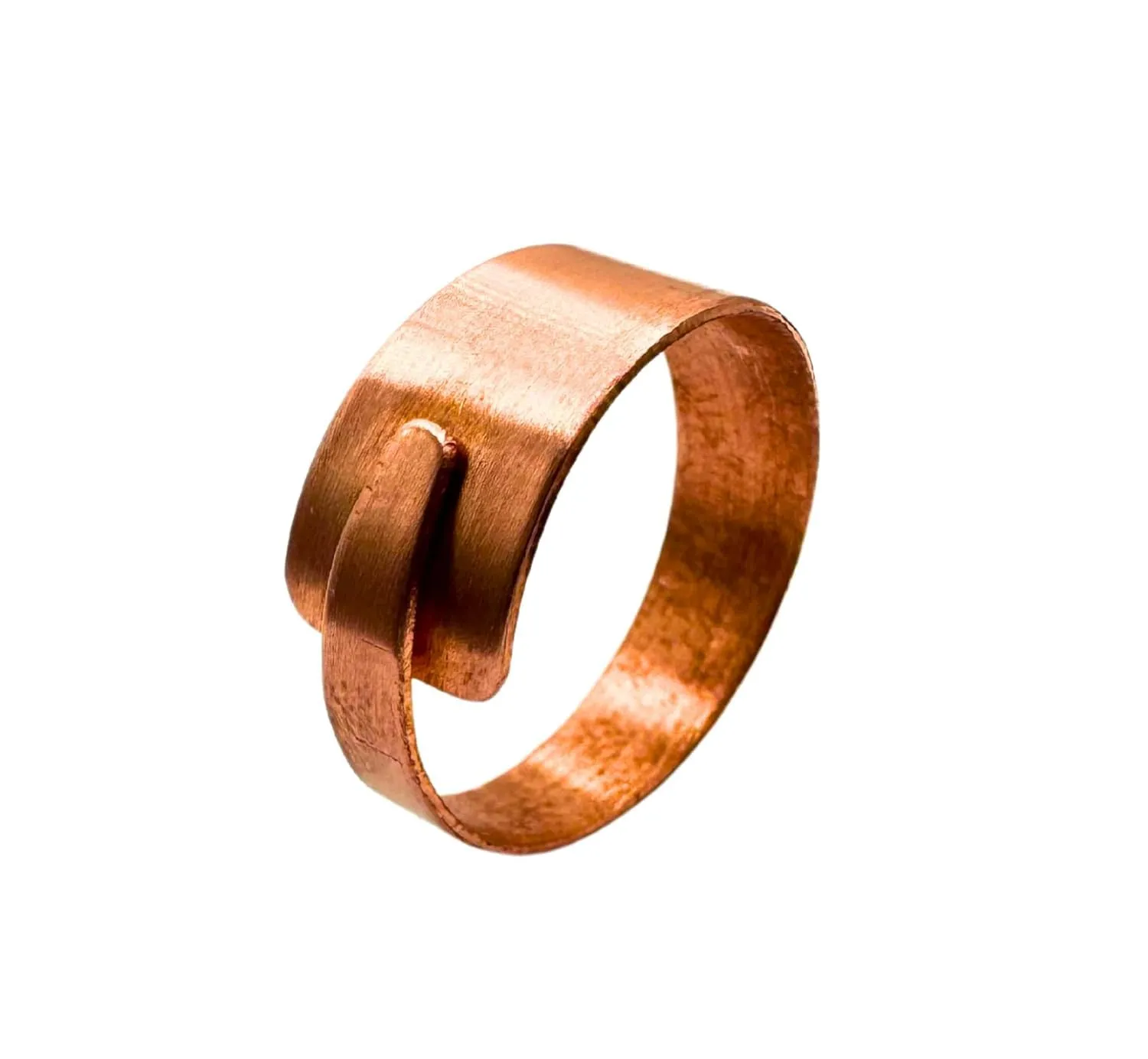 Antica Fucina Rho® - Anello Regolabile in Rame Grezzo | Fine ed Essenziale – Spessore del metallo 0,6 mm | Lavorazione Artigianale 100% Made in Italy | Unisex | Mod. Assiro - Taglia 8-12 (57-67mm)