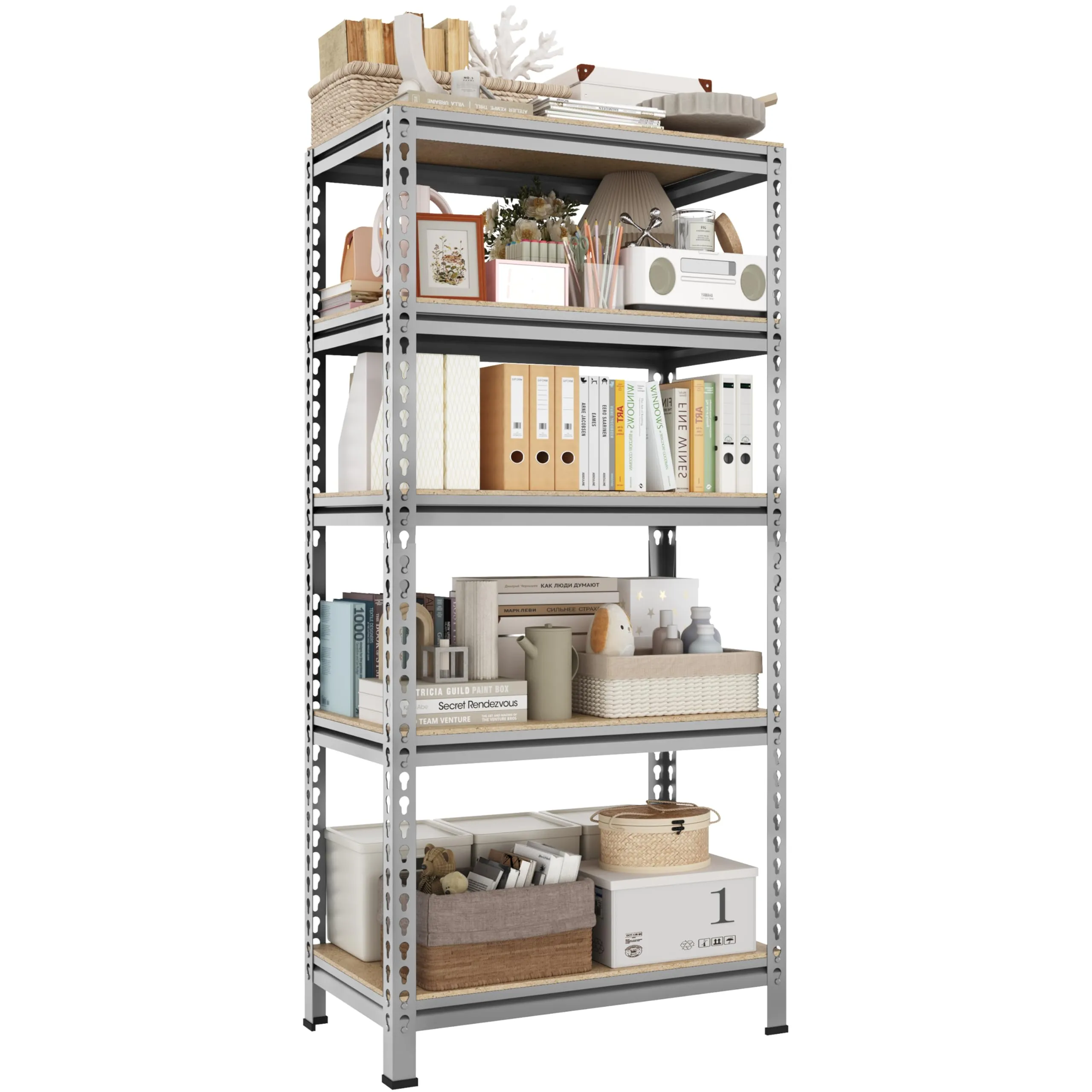 Yaheetech Scaffale/Scaffalatura Garage in Metallo a 5 Ripiani Regolabili da Magazzino Carico Massimo per Ripiano 150 KG 150 x 70 x 30 cm/Grigio Chiaro