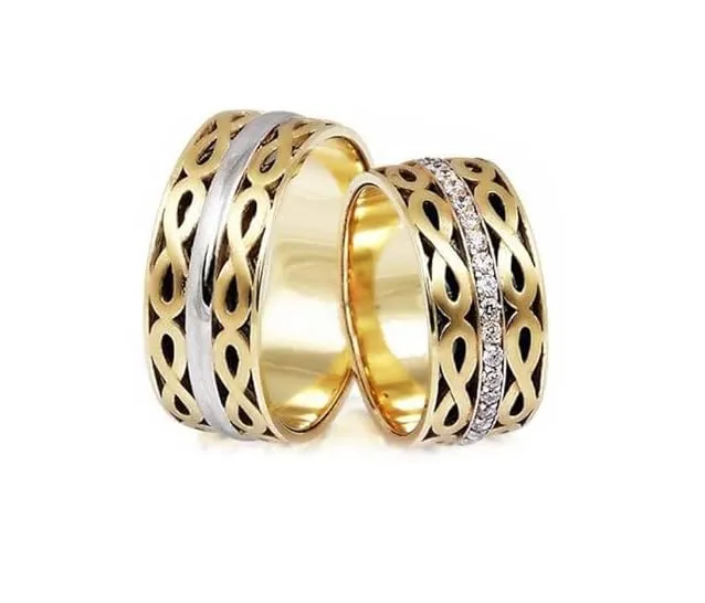 Set di fedi nuziali placcate in oro Coppia di fedi nuziali in argento personalizzate per uomo e donna