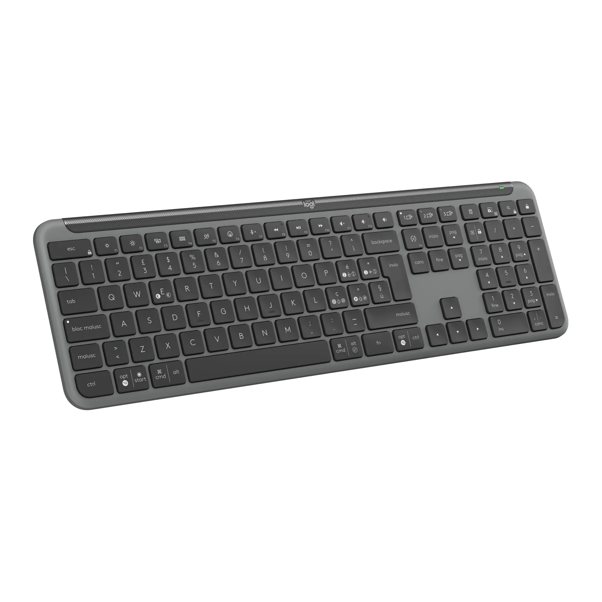 Logitech Signature Slim K950, Tastiera wireless, Design elegante, Switch tra Dispositivi, Digitazione silenziosa, Bluetooth, Windows, Mac, Chrome, Layout Italiano QWERTY, Grafite