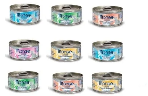 Monge Natural a base di tonno e pollo per cane. 48 SCATOLETTE GUSTI MISTI DA 95 GR CADAUNO