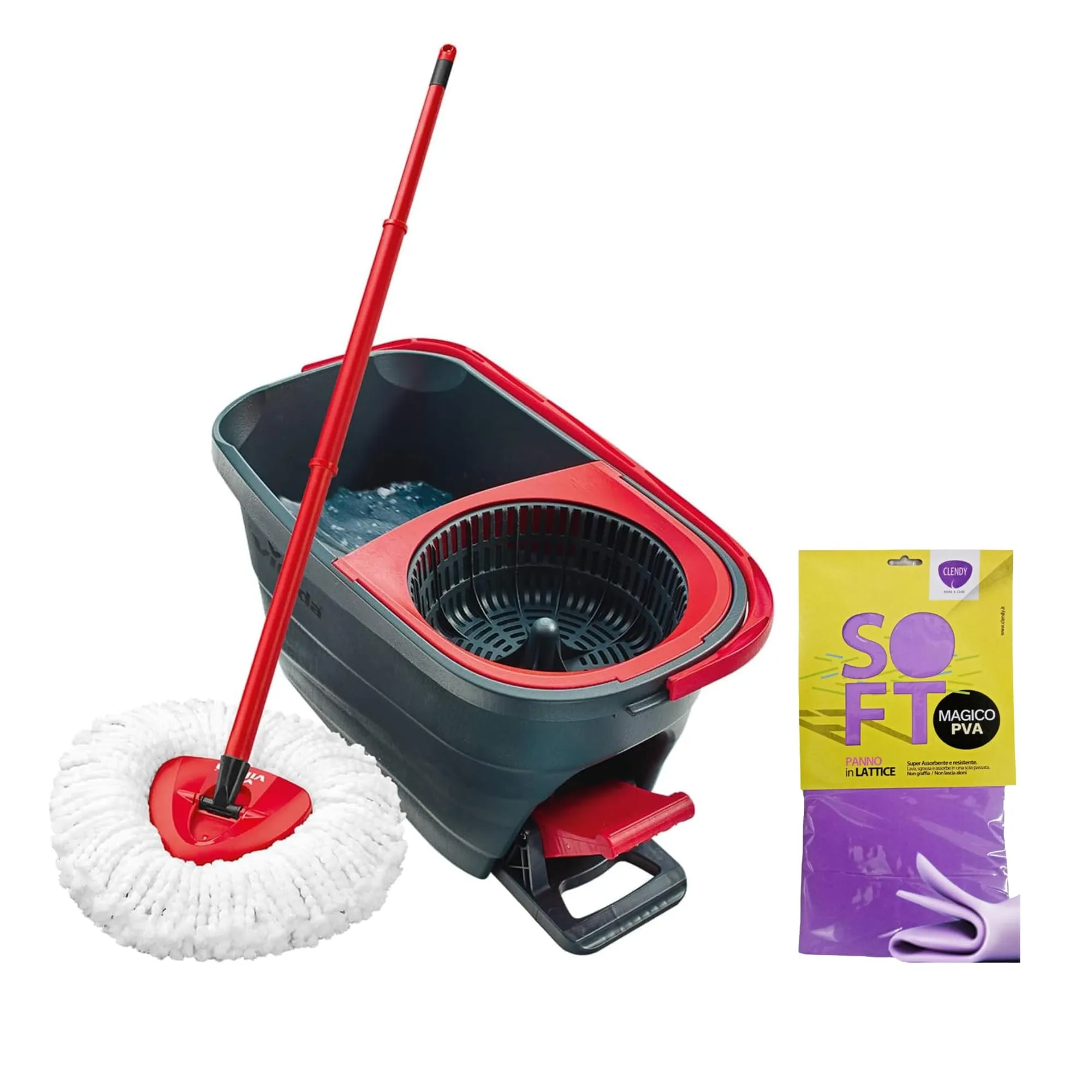 TURBO SMART Sistema Lavapavimenti a Pedale: Elevata Funzionalità, Pulizia Pavimenti Comfortevole, Rimuove Oltre il 99% dei Batteri e Virus, Microfibra in Poliestere